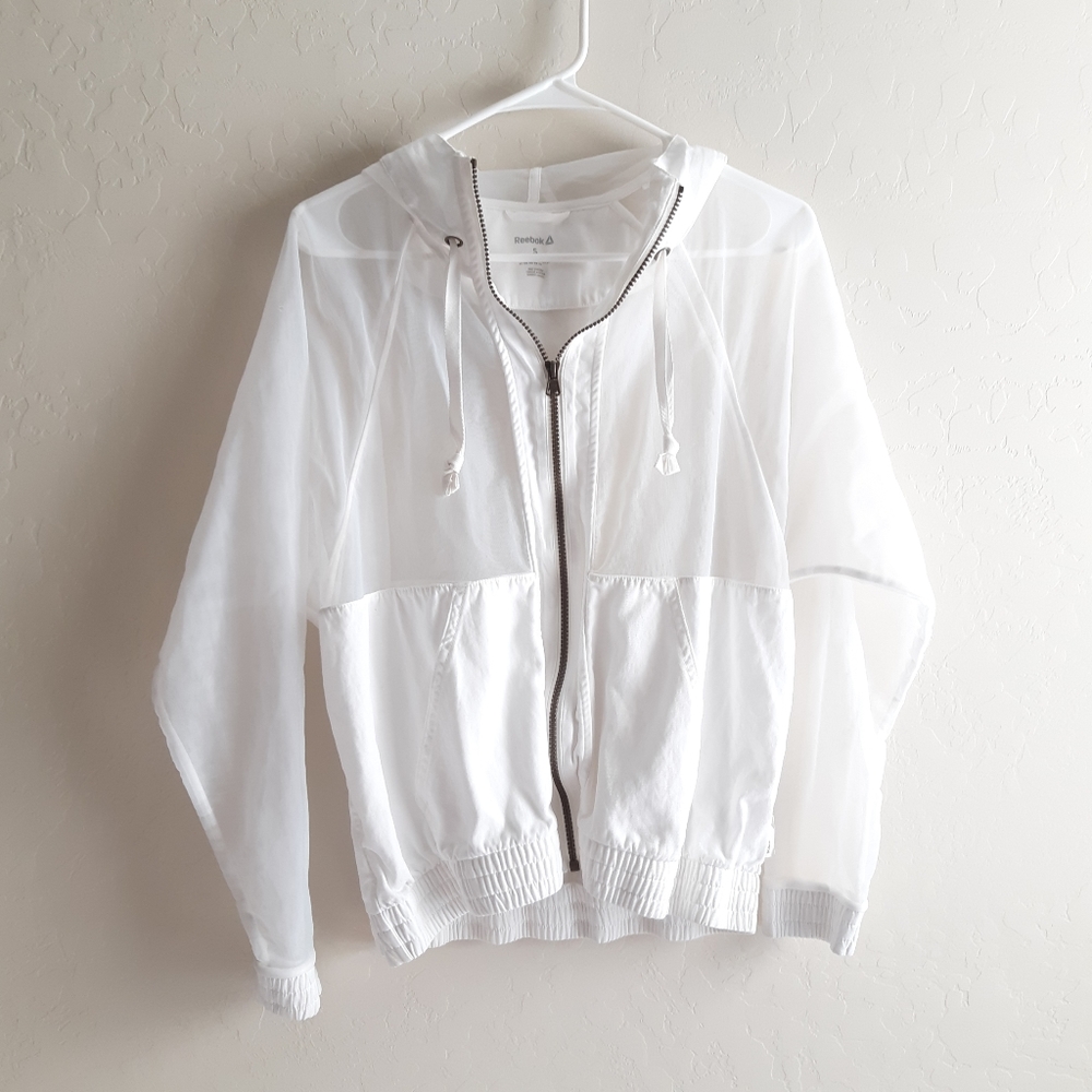 Reebok small white jackets sheer sleeve